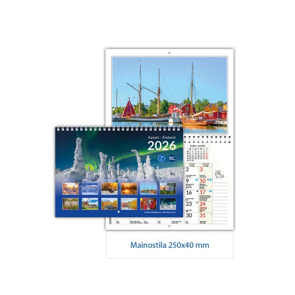 Pieni maisemakalenteri 2026 mainospainatuksella